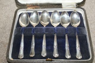 Art Deco Cased Solid Sterling Silver Spoons Atkin Brothers 1920