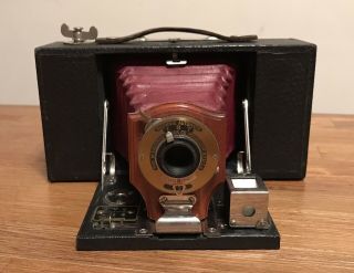 Antique 1902 Brownie Folding Camera Red Bellows Kodak Model A - Work