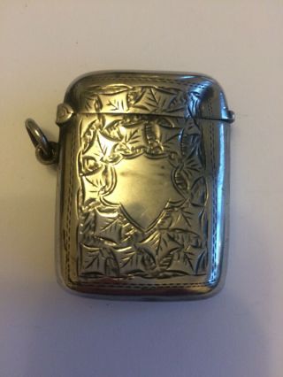 Antique Solid Silver Match Box Holder