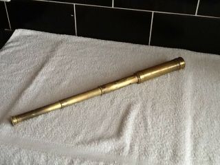 Antique 19th Century Large Brass Nautical Telescope With End Cap
