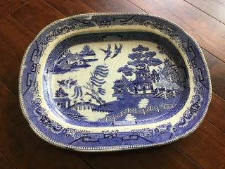 Antique Chinese Blue And White Platter