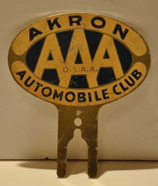 Very Rare Vintage 1940s License Plate Topper Aaa Automobile Club Akron Oh Osaa