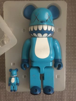 Be@rbrick X A - Nation Kaws Blue Chompers 100 And 400 Set Blue Collectors Item