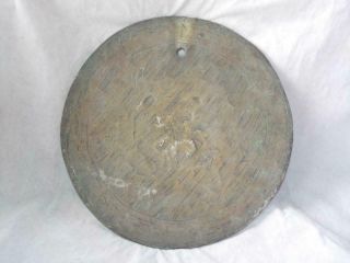 Antique Burmese / Eastern Flat Bronze Gong.  Hand Made With Incised Lines 25cm