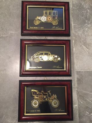 Rare Framed Watch Parts Wall Art Picture By Artist P.  Ammon Ford 