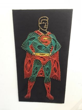 Vintage Rare Unique Hand Made Superman String Art Decor Superman Superhero