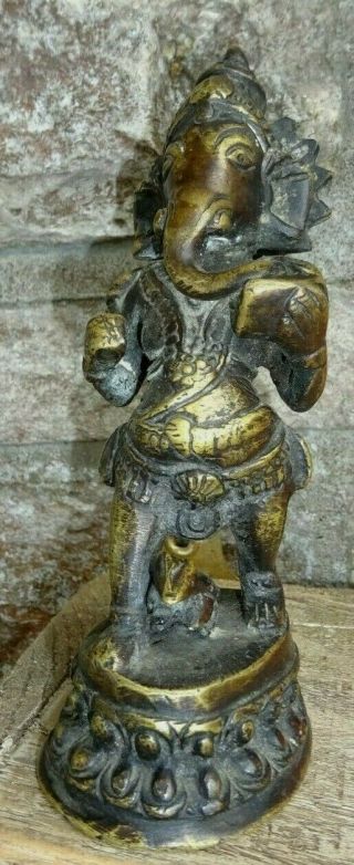 Vintage Antique Bronze Ganesha Ganesh Elephant Statue Figure Ornament