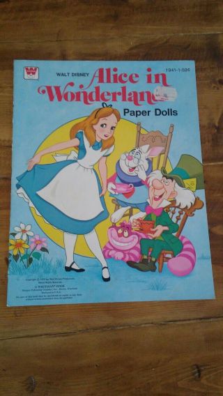 1976 Disney Alice In Wonderland Paper Doll Book Uncut By Whitman
