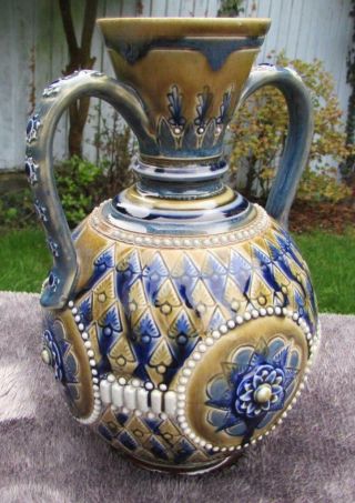 Antique 19thC Doulton Lambeth Stoneware Vase - Circa 1880 - Signed Alice Hall 3
