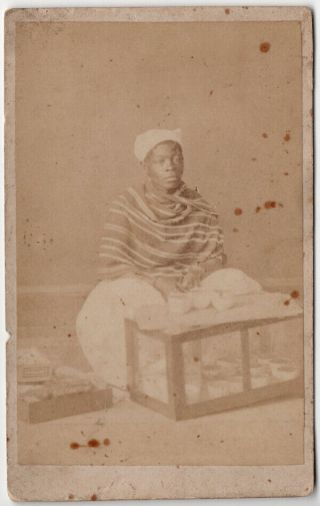 Rare Unusual Cdv Photo Black African Slave Trade Woman Tea Industry Cigars?