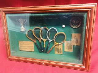 Vintage Antique Style Picture Wall Hanging Shadow Box History Of Tennis Rackets