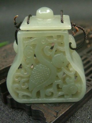 Chinese Antique Celadon Nephrite Hetian - Jade Hollowing Out Statues/pendant 250