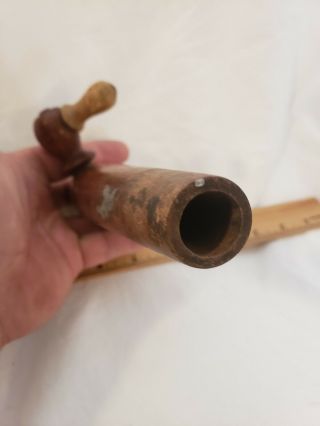 Antique European Wooden Beer Whiskey Barrel Tap Spigot Spout Handle Keg Bung 3