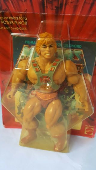 1981 He - Man Masters Of The Universe Mattel Carded 8 Back Motu He Man Nib