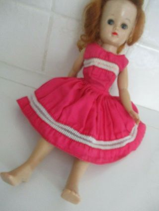Vintage Mod Doll Clothes Bright Pink Cotton Lace Dress Vogue Jill Ideal Lmr Era