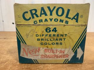 Rare Vintage Crayola Crayons 64 Ct Box No 64 Binney & Smith Flesh 1958 First Box