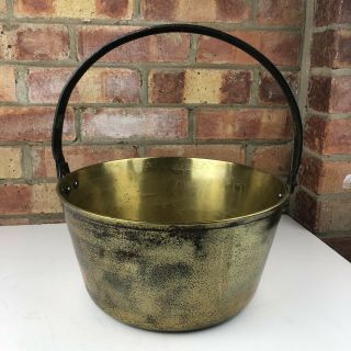Large Heavy Vintage Brass Cooking Pot Jam Cauldron Planter 4.  210kg Dia: 30.  5cm
