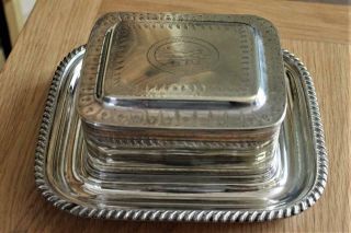 Antique Silver Plated Box With Fixed Tray Fishing Design Standing On Ball Feet