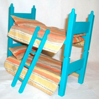 1950’s Turquoise Plastic Doll Bunk Beds Ladder Bedding 8 In Dolls Ginny Etc.  1