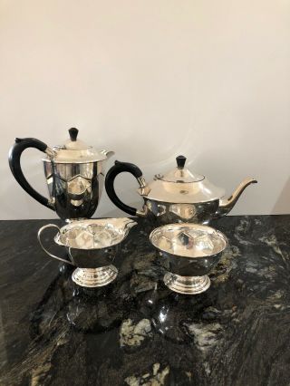 A Fine 4 Piece Art Deco Silver Plated Tea Set