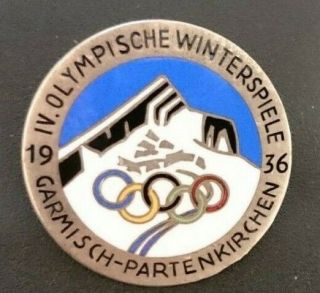 Rare 1936 Garmisch Partenkirchen Winter Olympic Official Logo Enameled Pin Badge