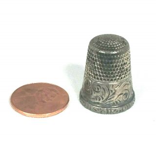 Antique Simons Bros Silver Thimble Scroll Decoration - Sterling?