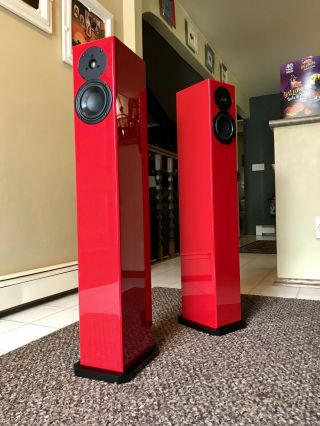 Totem Acoustic Arro Floorstanding Speakers Rare Fire Red