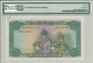 Central Bank Ceylon 100 Rupees ND (1956) Color Trial Specimen,  Rare PMG 66EPQ 2