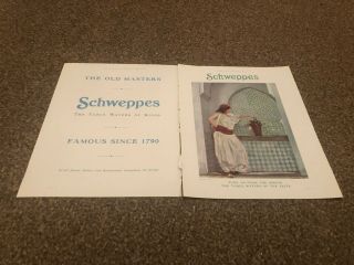 (aabk18) Antiques Advert 16x11 " Schweppes,  The Old Masters Table Waters 1918
