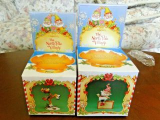 2 Enesco The North Pole Village Snickers (rare) And Prince In Boxs