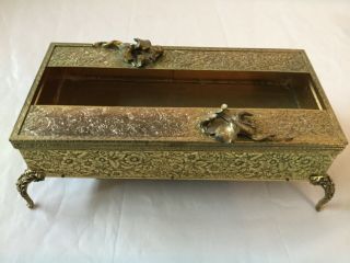 Antique Vintage Ornate Fancy Decorative Embossed Gold Metal Tissue Box Holder