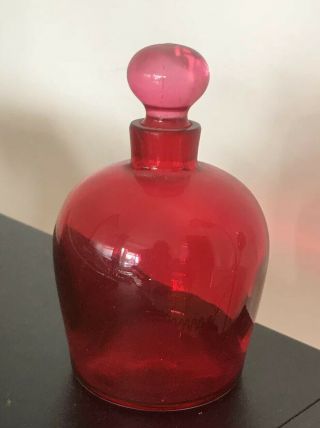 Antique Victorian Red Glass Scent Perfume Bottle @ 1890
