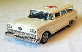 Toy Nomura T.  N Toys Japan Tin Friction 1959 Ford Ambulance Car V Rare Nmint