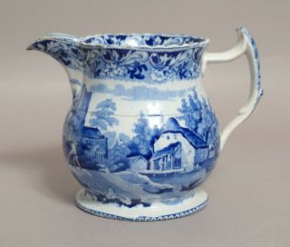 A Very Attractive Antique English Pearlwar Transfer Printed Jug C.  1830.