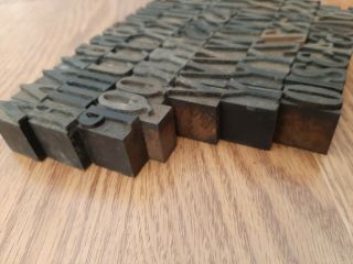 Antique 77 pc Wooden Type Printing Blocks Alphabet Letterpress Letters Numbers 2