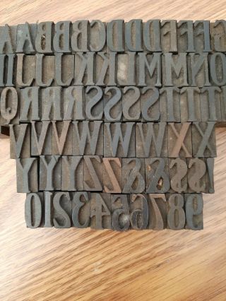 Antique 77 pc Wooden Type Printing Blocks Alphabet Letterpress Letters Numbers 3