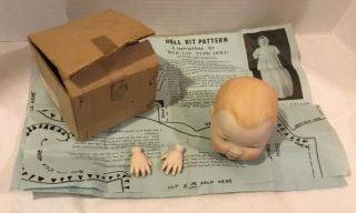 Vintage Bye Lo Doll Head/hands Pattern Porcelain Kit Handpainted Make - Up,  Eyes