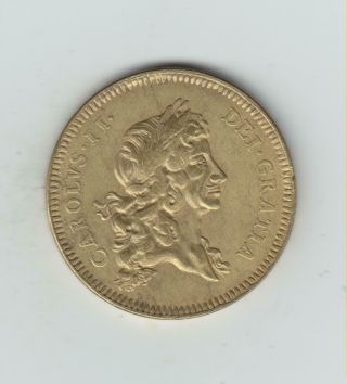 Forgery Very Rare 1672 Charles Ii Gold 5 Guineas,  37.  5mm Diameter