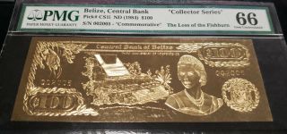 Tt Pk Cs1i 1984 Belize $100 Real Gold Rare Commemorative Pmg 66 Collector Series