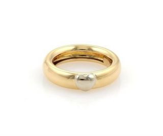 Tiffany &co.  Rare Vintage Yellow Gold 18k Ring W/ White Gold Puffed Heart