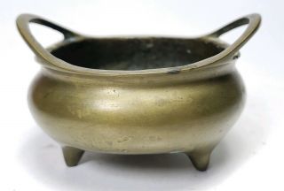 Antique Chinese Bronze Tripod Censer W/ Apocryphal Ming Xuande Reign Mark