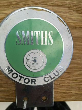 Vintage Rare Enamel/chrome Smiths Motor Club Car Badge Auto Emblem