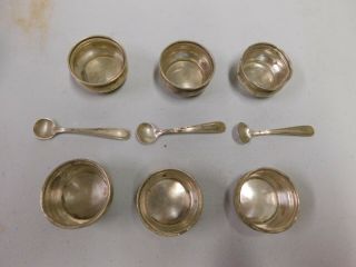 6 Wc Sterling Silver Salt Cellar Bowls With 3 Sterling Silver Salt Spoons 54 Gra