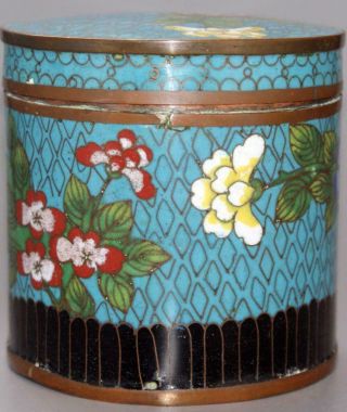 Oriental Cloisonne Antique Blue Lidded Jar Chinese Or Japanese