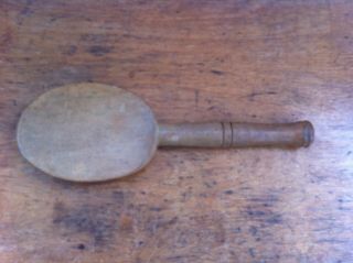 Lovely Large Decorative Antique Carved Wooden Butter / Dairy Spoon 8.  8 Inches