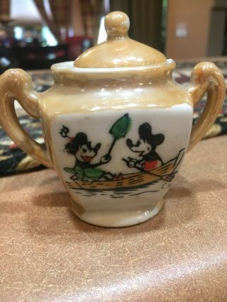 1930’s Walt Disney Mickey / Minnie Sugar Bowl " Made In Japan  Rare "