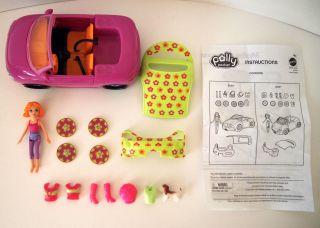 Rare Polly Pocket Quik Clik Design Your Cool Car Cruiser Doll Lea & Accessories