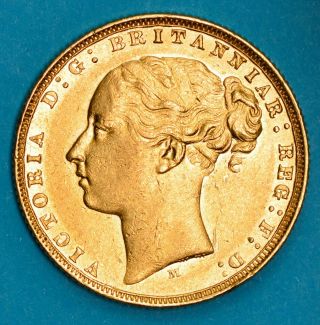 Rare 1872 - M (melbourne) Queen Victoria St.  George Gold Sovereign