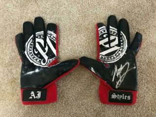 ^^^ Aj Styles Wwe Rare Ring Worn Signed Autographed Gloves Tna ^^^