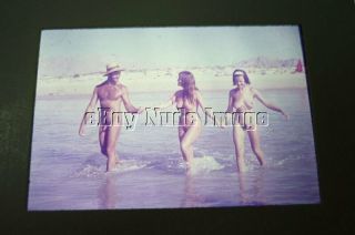 Vintage 35mm Slide Nude Diane Webber In Trio Wading 1960 